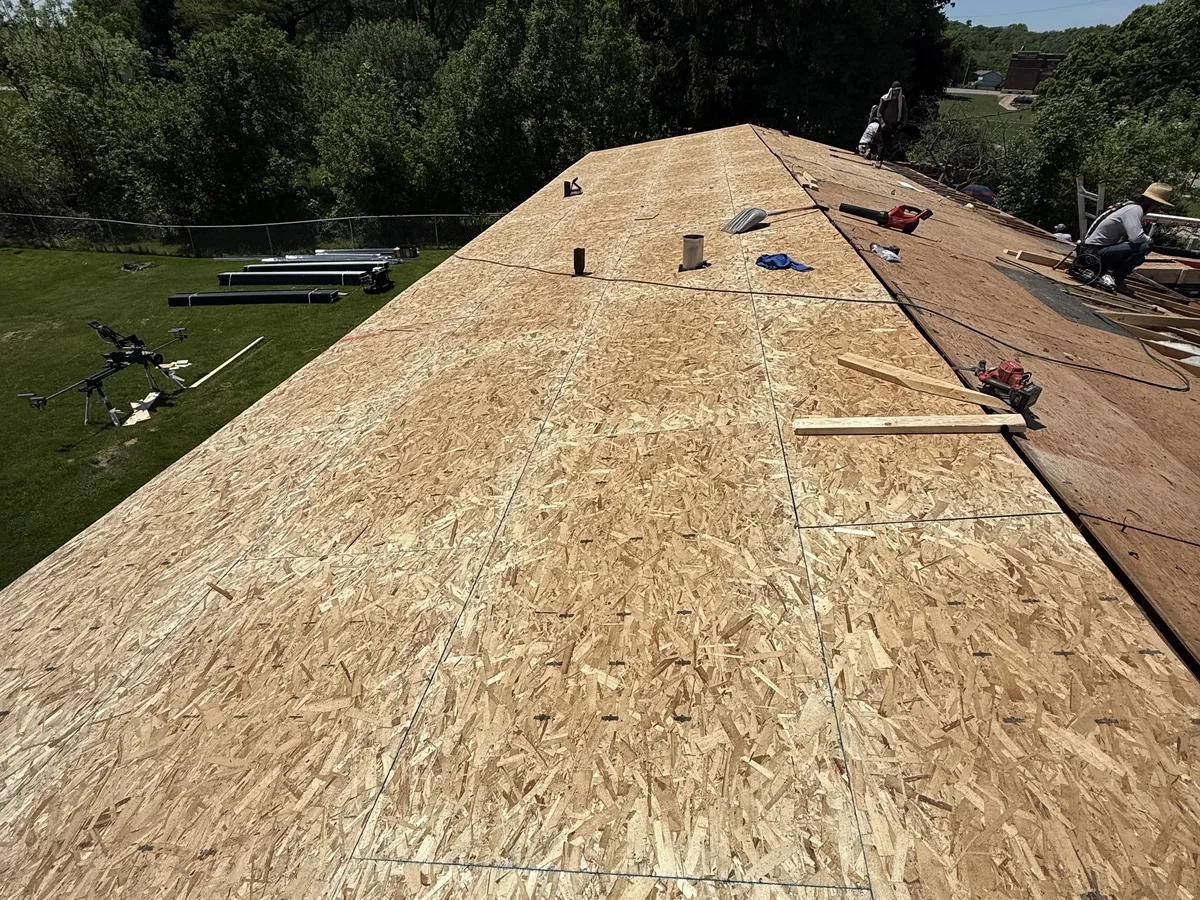 Roof sheathing installed before shingles go down